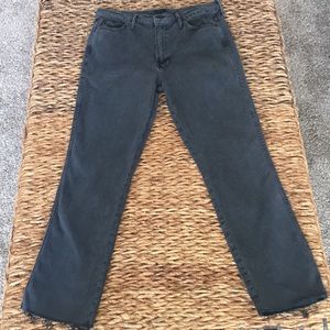MOTHER jeans. High waisted Rascal, ankle fray. Chalk it up. Faded black. Size 30